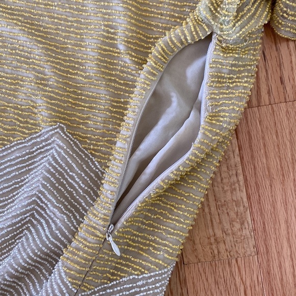 DALLIN CHASE WOMENS FULLY BEADED COCKTAIL DRESS GOLD YELLOW CREAM SIZE SMALL - Picture 8 of 8